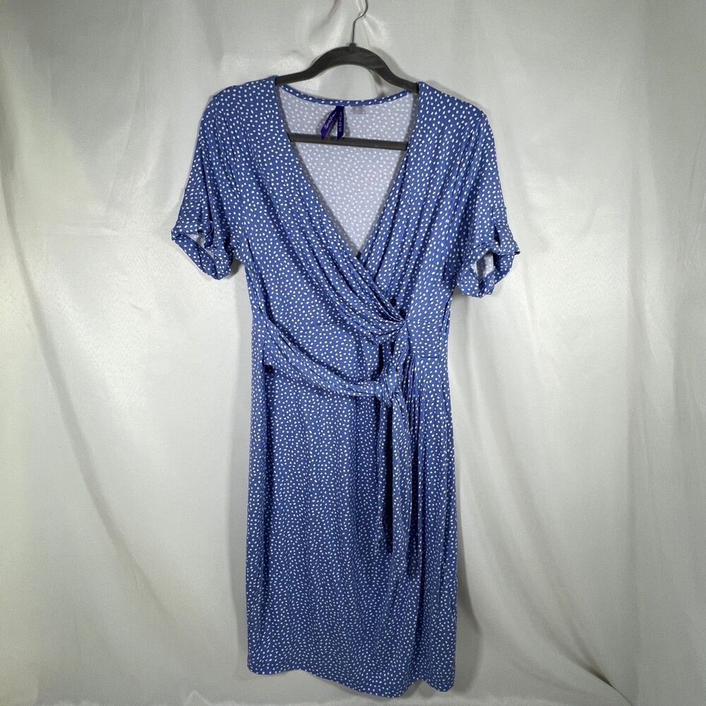 Seraphine Maternity Blue Polka Dot Front Knot Dress US Size 8